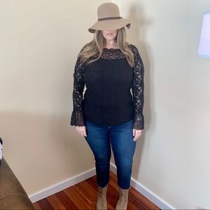 Black lace top with built-in cami